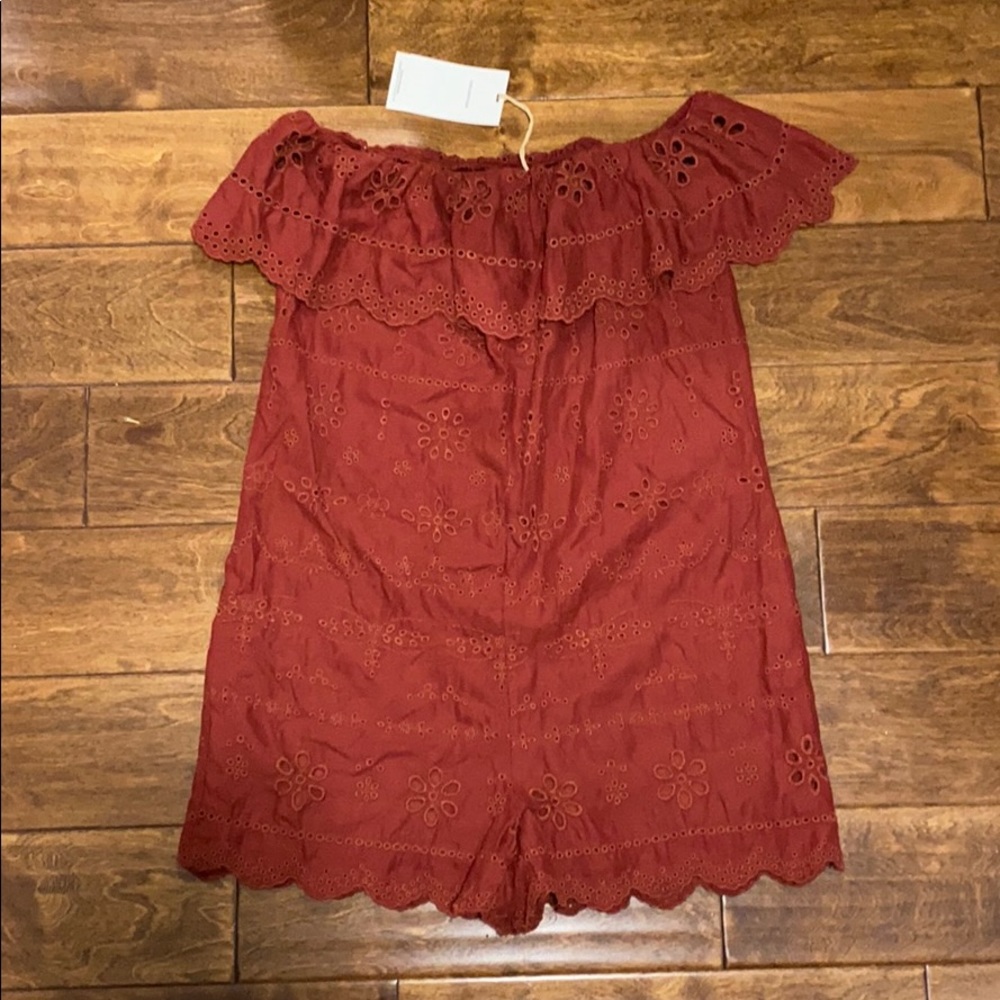 Zara Eyelet off shoulder romper
